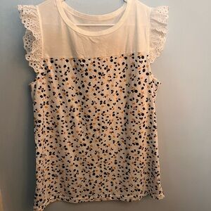 Women's Ruffle Sleeve Printed Top